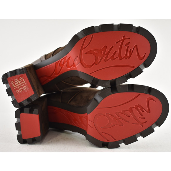 Christian Louboutin Macademia 100 Brown Platform Block Heel Combat Boot 39 - Picture 14 of 14